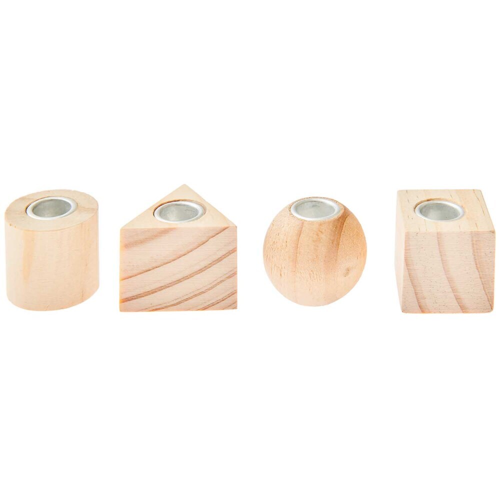 Mini Kerzenhalter Geometrische Formen, 4 Stück, FSC 100% main product photo