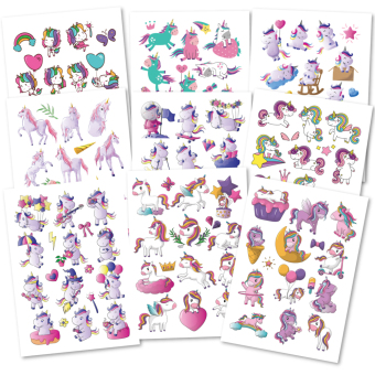 150 hautfreundliche Kindertattoos - Thema: Einhorn-Magie