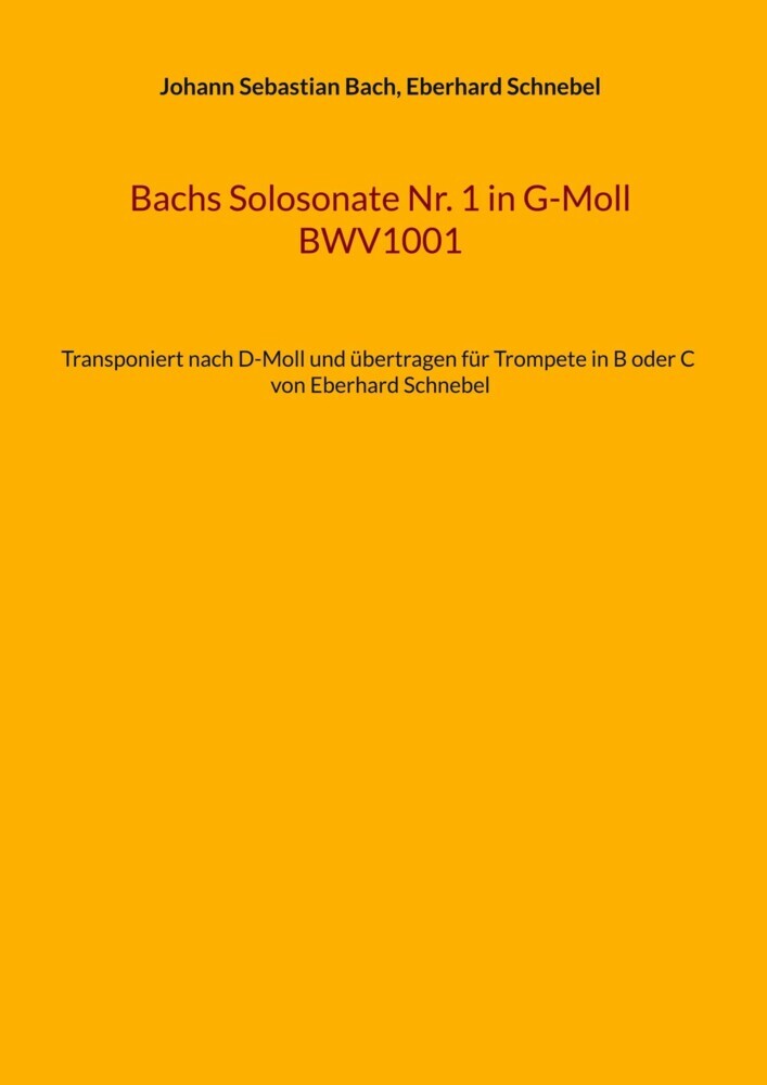 Bachs Solosonate Nr. 1 in G-Moll BWV1001 main product photo