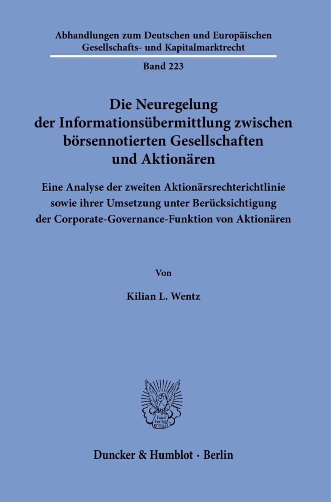 Die Neuregelung der Informationsübermittlung zwischen börsennotierten Gesellschaften und Aktionären. main product photo