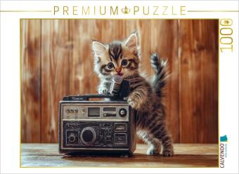 CALVENDO Puzzle Katzen-Karaoke | 1000 Teile Lege-Größe 64x48...