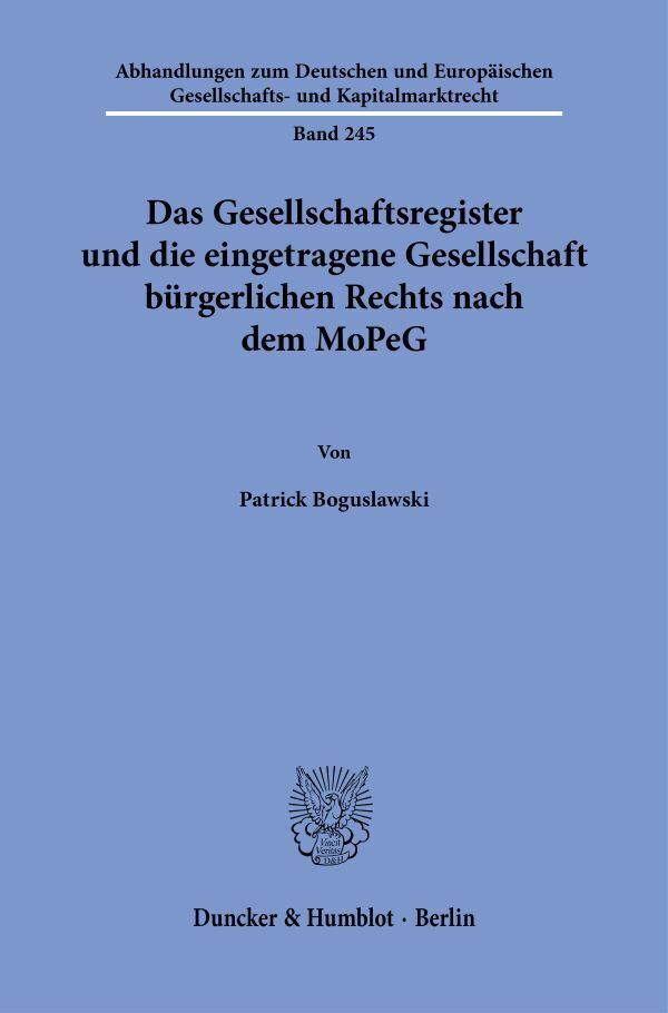 Das Gesellschaftsregister und die eingetragene Gesellschaft bürgerlichen Rechts nach dem MoPeG main product photo
