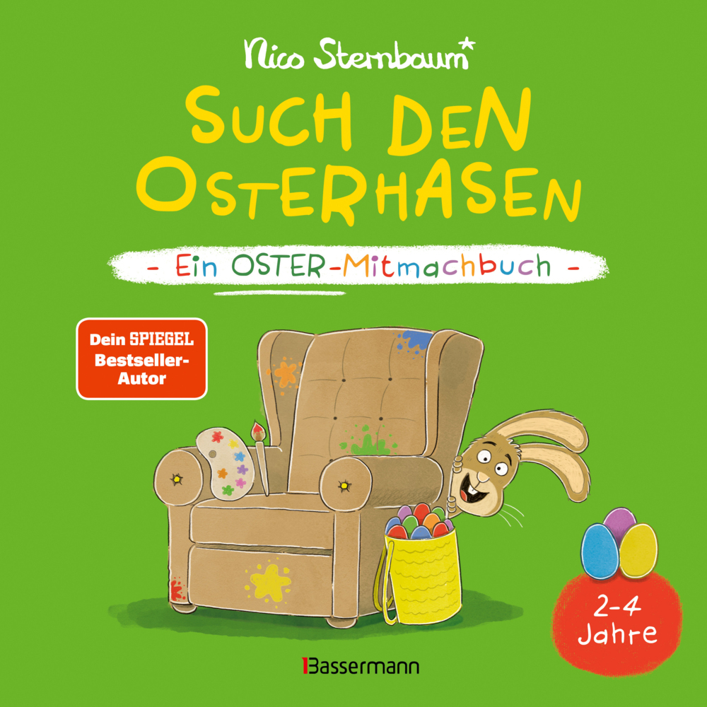 Such den Osterhasen. Ein Oster-Mitmachbuch. Zum Schütteln, Schaukeln, Pusten, Klopfen und sehen, was dann passiert. Von 2 bis 4 Jahren main product photo