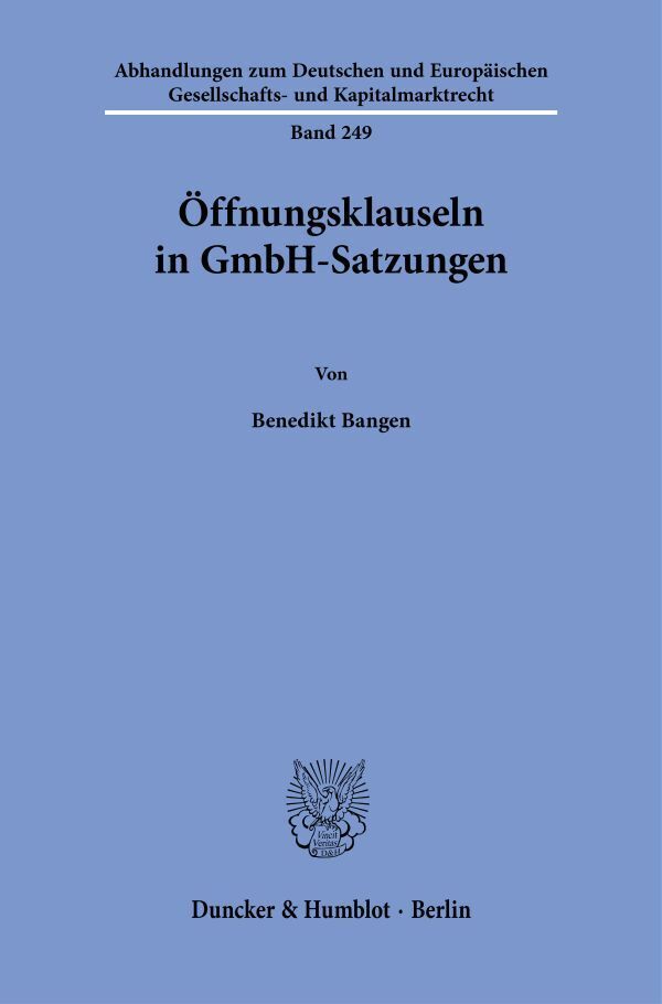 Öffnungsklauseln in GmbH-Satzungen main product photo