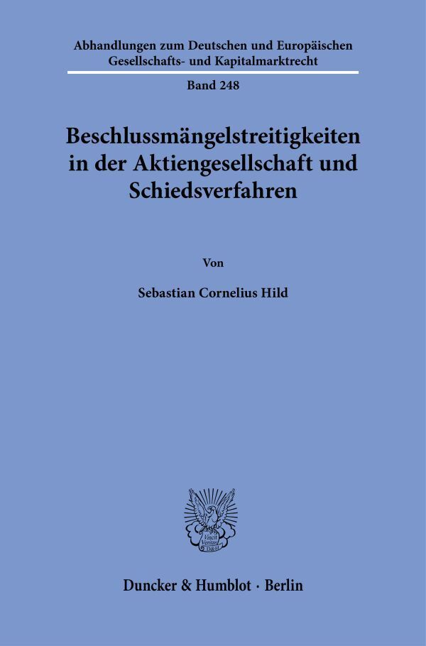 Beschlussmängelstreitigkeiten in der Aktiengesellschaft und Schiedsverfahren main product photo
