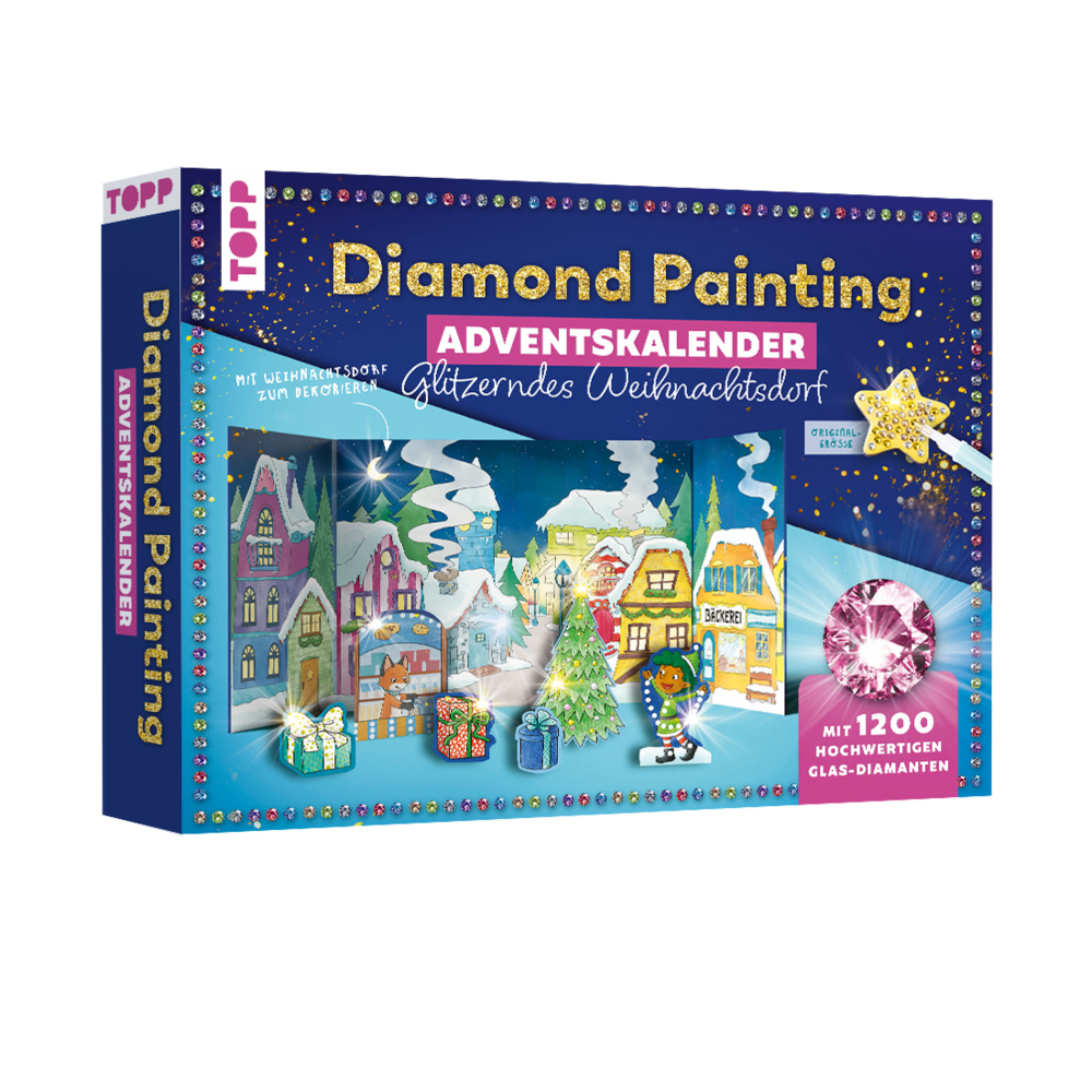 Diamond Painting Adventskalender Glitzerndes Weihnachtsdorf. Mit Material und Werkzeug für 24 Aufsteller main product photo