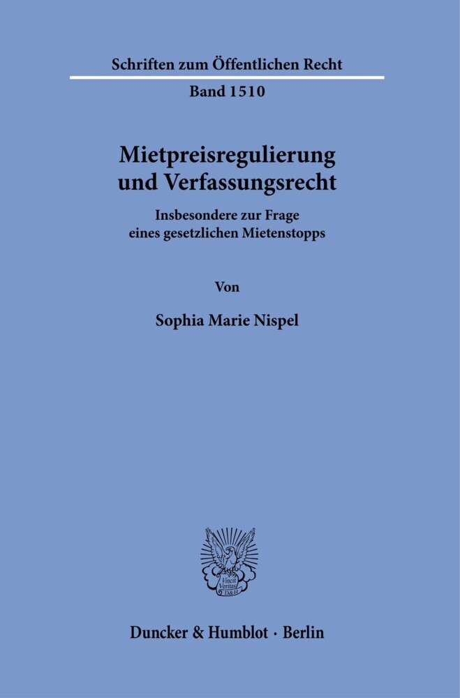 Mietpreisregulierung und Verfassungsrecht. main product photo