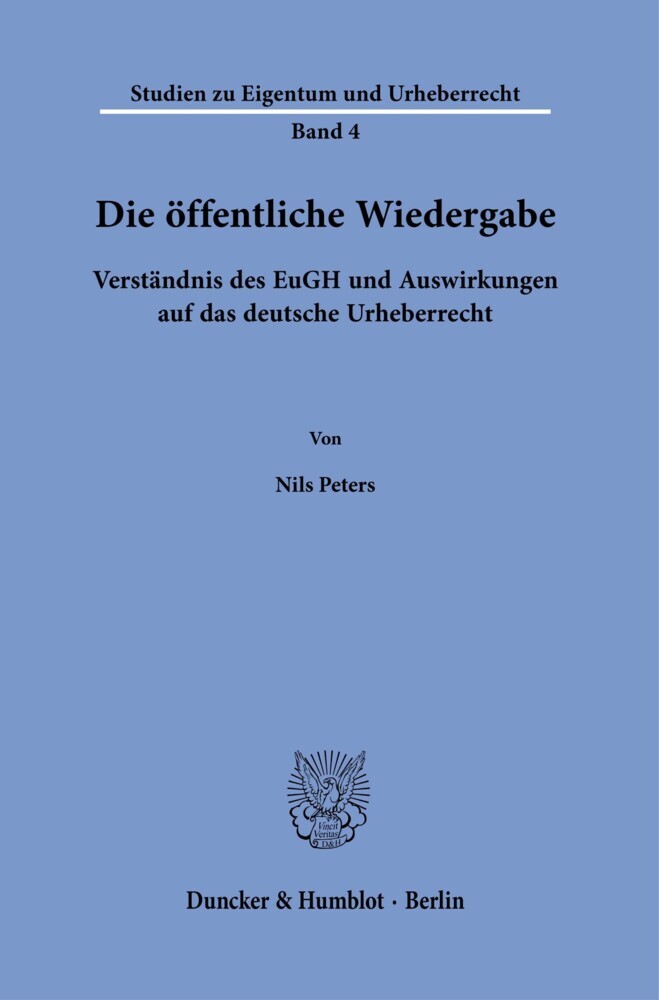 Die öffentliche Wiedergabe. main product photo