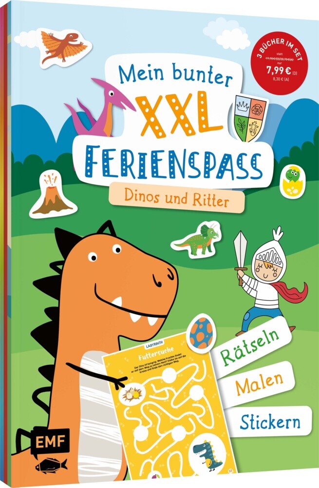 Mein bunter XXL-Ferienspaß: Dinos und Ritter - 3 Kreativbücher im Bundle main product photo
