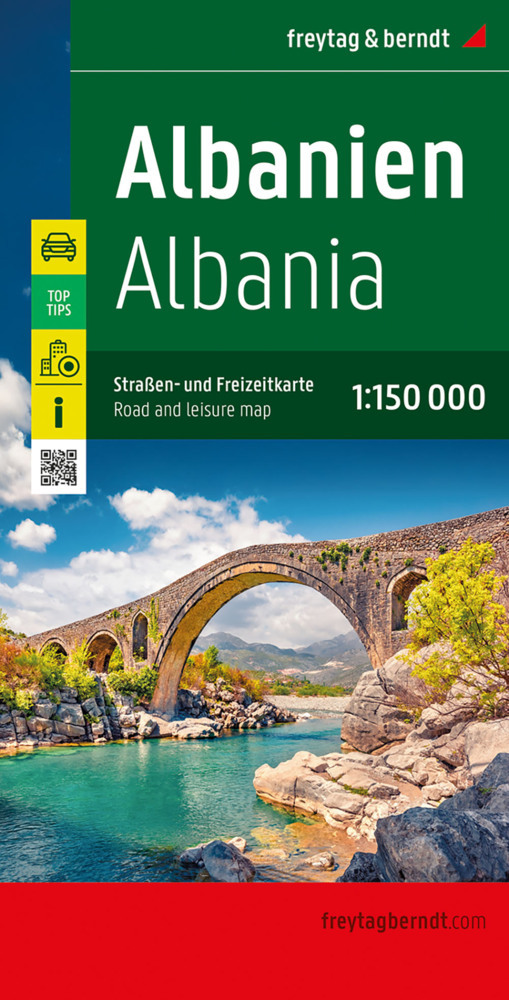 Albanien, Straßen- und Freizeitkarte 1:150.000, freytag & berndt main product photo