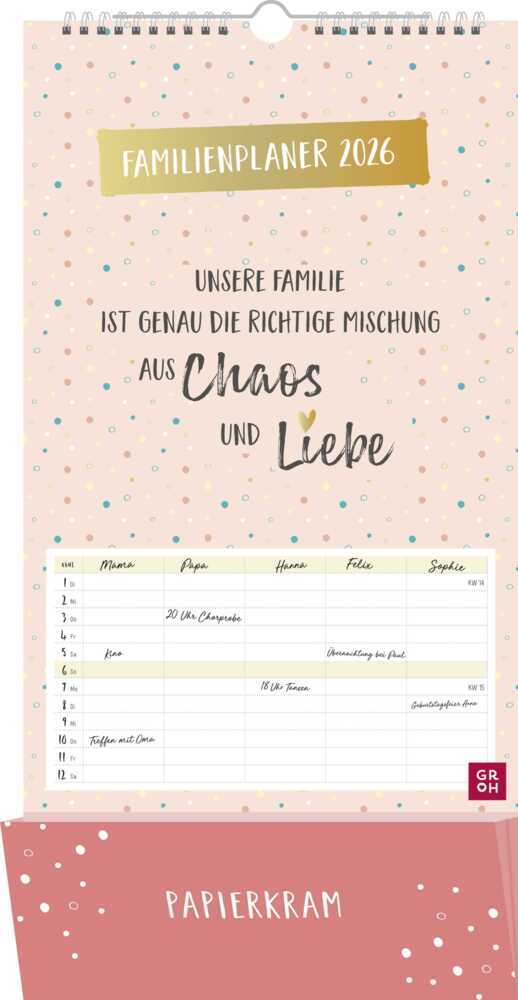 Familienplaner 2026: Unsere Familie ist genau die richtige Mischung aus Chaos und Liebe main product photo