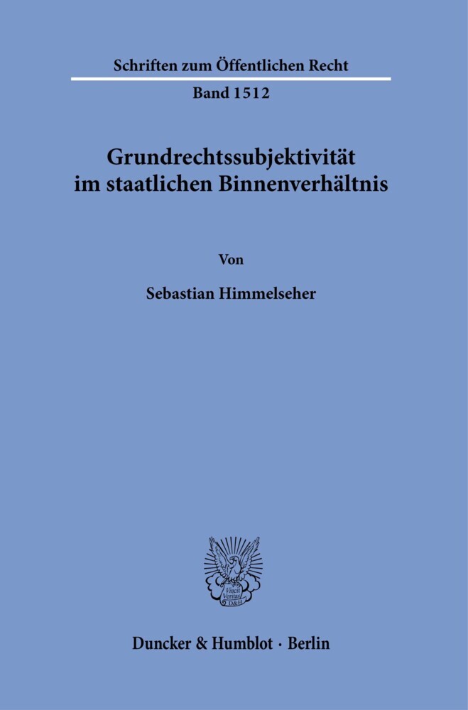 Grundrechtssubjektivität im staatlichen Binnenverhältnis. main product photo