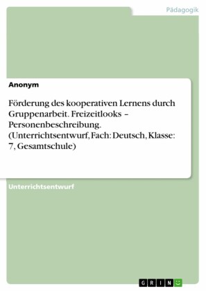 Förderung des kooperativen Lernens durch Gruppenarbeit. Freizeitlooks - Personenbeschreibung. (Unterrichtsentwurf, Fach: Deutsch, Klasse: 7, Gesamtschule)
