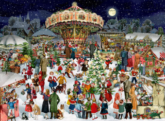 A3-Wand-Adventskalender - Nostalgischer Weihnachtsmarkt