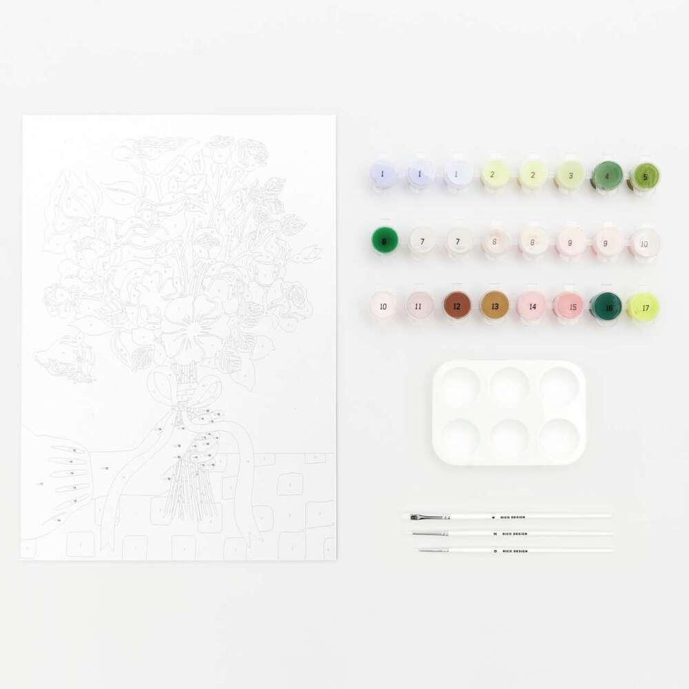 Malen nach Zahlen Set, Rosen Bouquet, 26 x 37 cm, FSC 100% main product photo