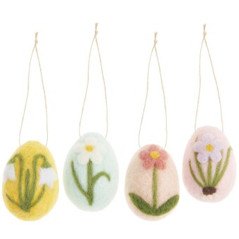 Aufhänger Osterei Blumendesign, 4 Stück