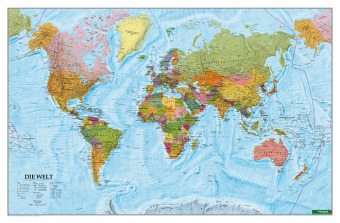 Wandkarte: The World, Poster 1:35.000.000, Englisch, Plano in Rolle
