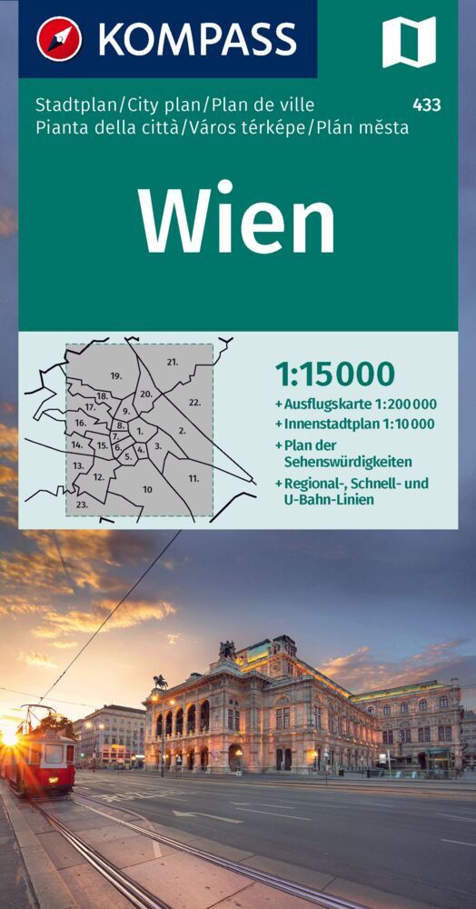 KOMPASS Stadtplan Wien 1:15.000 main product photo