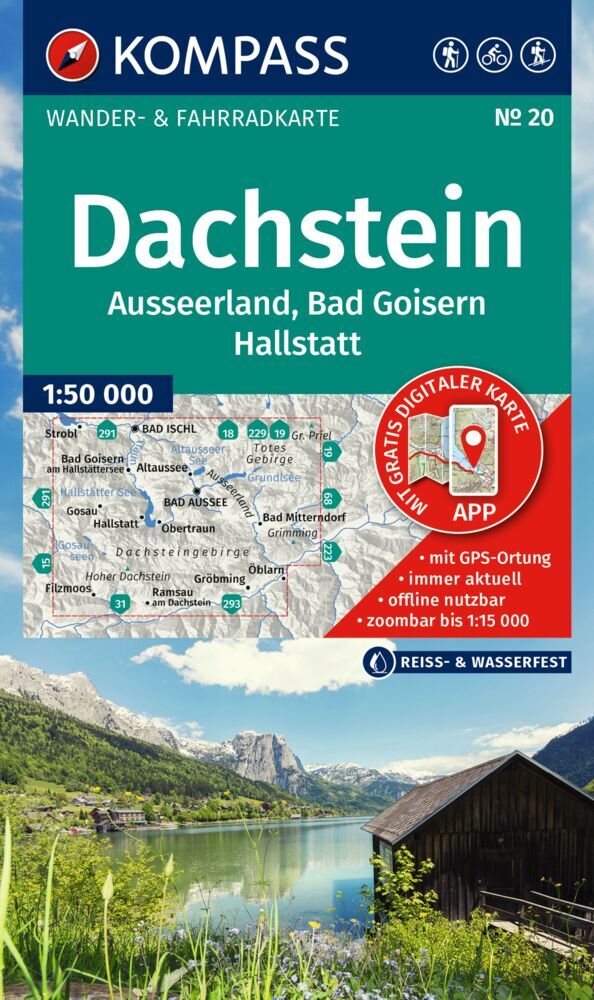 KOMPASS Wanderkarte 20 Dachstein, Ausseerland, Bad Goisern, Hallstatt 1:50.000 main product photo