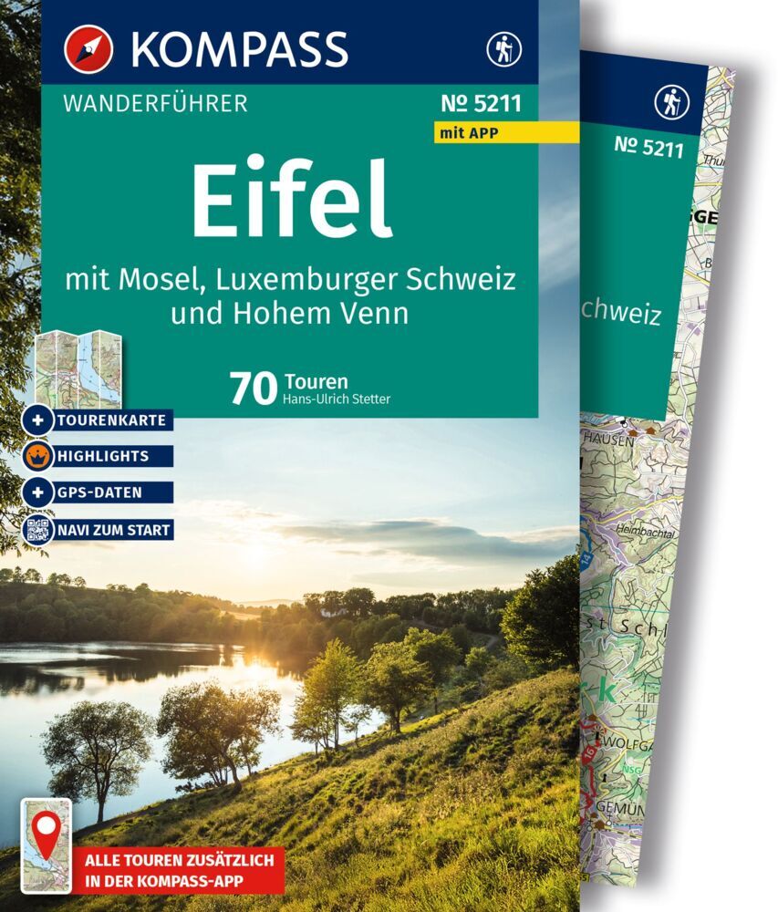 KOMPASS Wanderführer Eifel mit Mosel, Luxemburger Schweiz und Hohem Venn, 70 Touren mit Extra-Tourenkarte main product photo