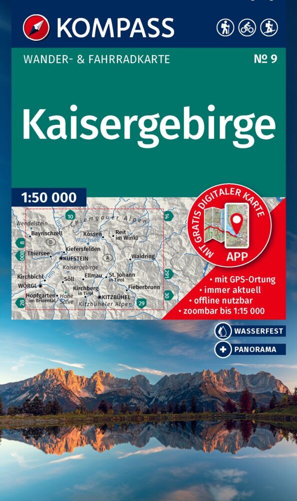 KOMPASS Wanderkarte 9 Kaisergebirge 1:50.000 main product photo