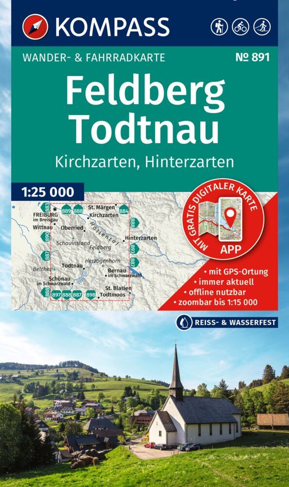 KOMPASS Wanderkarte 891 Feldberg, Todtnau, Kirchzarten, Hinterzarten 1:25.000 main product photo