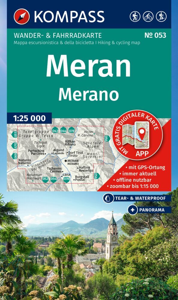 KOMPASS Wanderkarte 053 Meran / Merano 1:25.000 main product photo