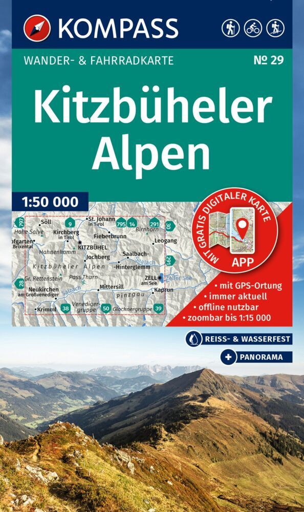 KOMPASS Wanderkarte 29 Kitzbüheler Alpen 1:50.000 main product photo