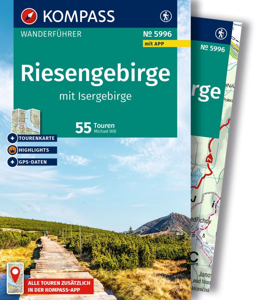 KOMPASS Wanderführer Riesengebirge mit Isergebirge, 55 Touren mit Extra-Tourenkarte main product photo