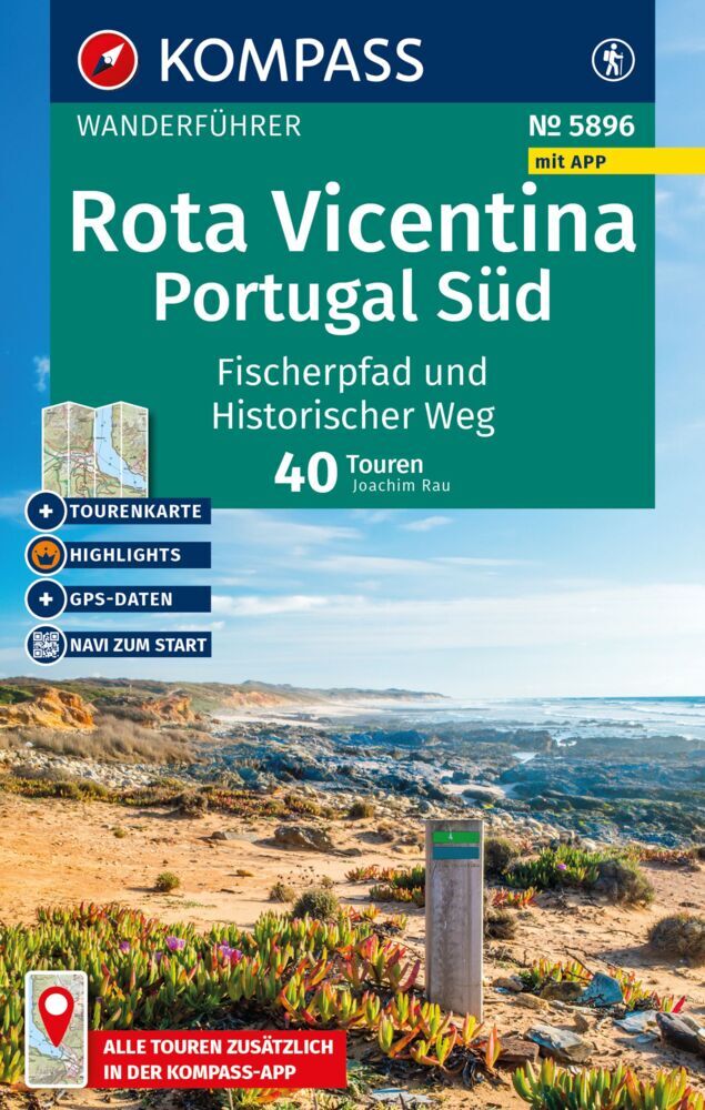 KOMPASS Wanderführer Rota Vicentina, Portugal Süd: Fischerpfad und Historischer Weg, 40 Touren mit Extra-Tourenkarte main product photo