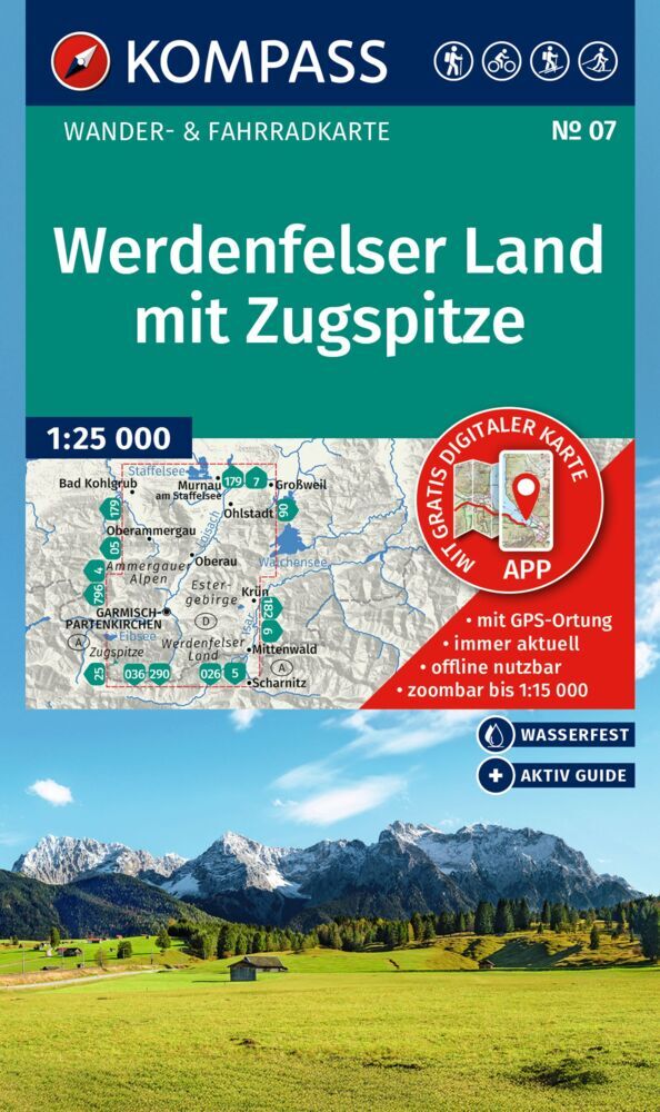KOMPASS Wanderkarte 07 Werdenfelser Land mit Zugspitze 1:25.000 main product photo