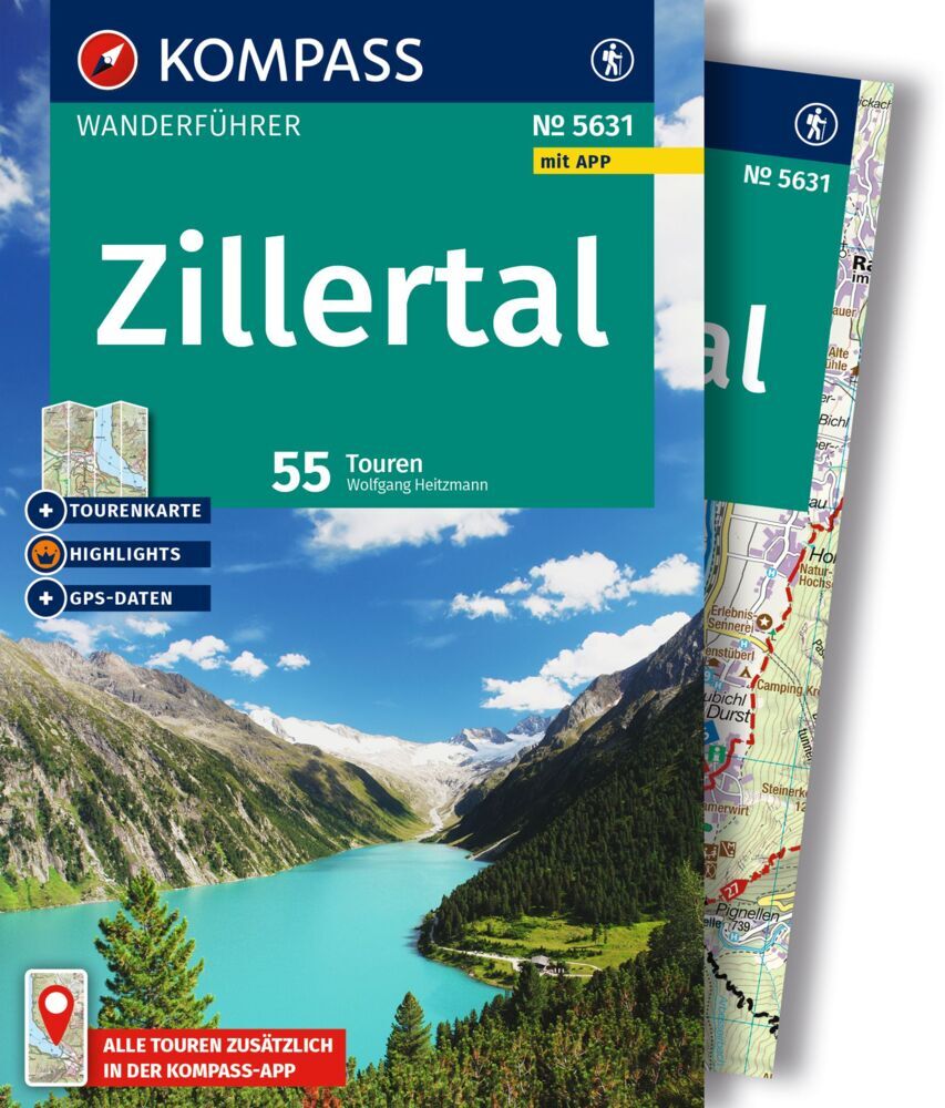 KOMPASS Wanderführer Zillertal, 55 Touren mit Extra-Tourenkarte main product photo