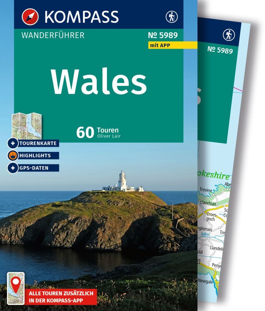 KOMPASS Wanderführer Wales, 60 Touren mit Extra-Tourenkarte main product photo
