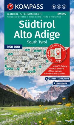 KOMPASS Wanderkarten-Set 699 Südtirol / Alto Adige / South Tyrol (4 Karten) 1:50.000