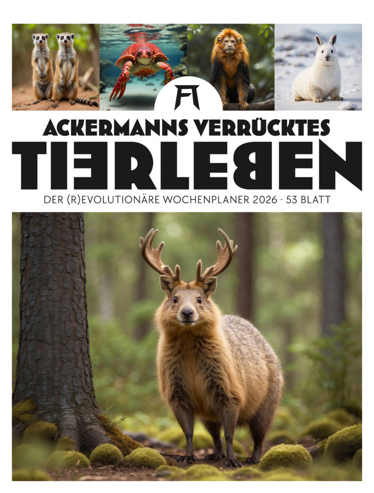 Verrücktes Tierleben Wochenplaner mit KI-Bildern Kalender 2026 main product photo