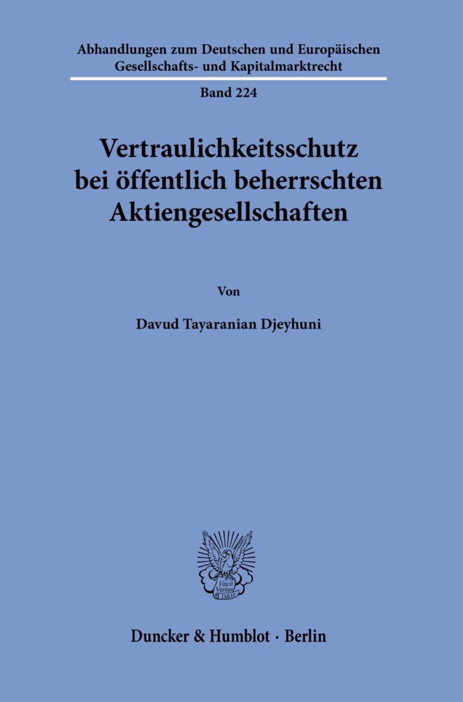 Vertraulichkeitsschutz bei öffentlich beherrschten Aktiengesellschaften. main product photo