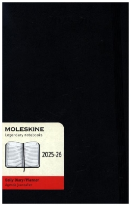 Moleskine 18 Monate Tagesnotizkalender 2025/2026, L/A5, 1 Tag = 1 Seite, Fester Einband, Schwarz