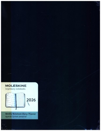 Moleskine 12 Monate Wochen Notizkalender 2026, XL, 1 Wo = 1 Seite, rechts linierte Seite, Weicher Einband, Schwarz