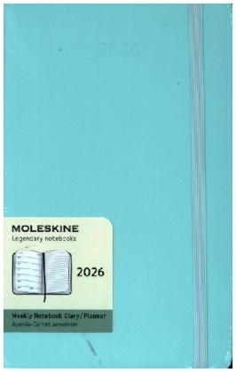 Moleskine 12 Monate Wochen Notizkalender 2026, Large/A5, 1 Wo = 1 Seite, rechts linierte Seite, fester Einband, Aquamarin