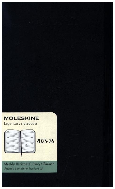 Moleskine 18 Monate Wochenkalender 2025/2026, L/A5, 1 Wo = 2 Seiten, Horizontal, Fester Einband, Schwarz main product photo