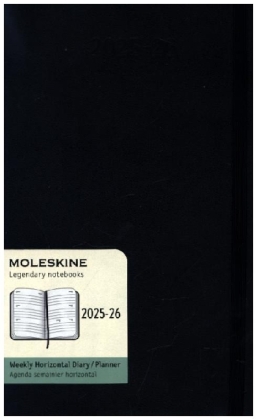 Moleskine 18 Monate Wochenkalender 2025/2026, L/A5, 1 Wo = 2 Seiten, Horizontal, Fester Einband, Schwarz