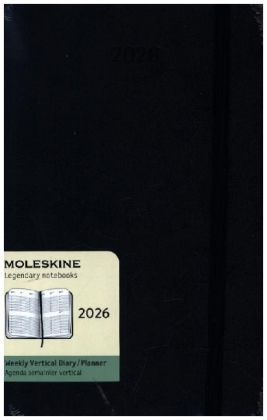 Moleskine 12 Monate Wochenkalender 2026, Large/A5, 1 Wo = 2 Seiten, vertikal, fester Einband, Schwarz