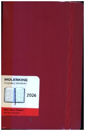 Moleskine 12 Monate Tageskalender 2026, Large/A5, 1 Tag = 1 Seite, Weicher Einband, Scharlachrot
