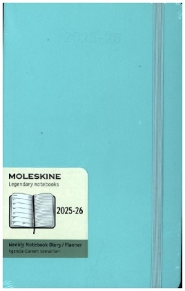 Moleskine 18 Monate Wochen Notizkalender 2025/2026, L/A5, 1 Wo = 1 Seite, rechts linierte Seite, fester Einband, Aquamarin