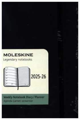 Moleskine 18 Monate Wochenkalender 2025/2026, P/A6, 1 Wo = 1 Seite, Rechts Linierte Seite, Weicher Einband, Schwarz