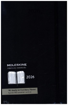 Moleskine 12 Monate Pro Wochen Notizkalender 2026, Pro Large/A5, 1 Wo = 2 Seiten, vertikal, Spalten für Notizen, fester Einband, Schwarz