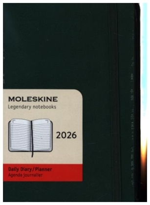 Moleskine 12 Monate Tageskalender 2026, Pocket/A6, 1 Tag = 1 Seite, Fester Einband, Myrtengrün