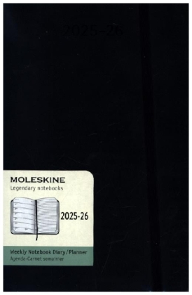 Moleskine 18 Monate Wochenkalender 2025/2026, L/A5, 1 Wo = 1 Seite, Rechts Linierte Seite, Weicher Einband, Schwarz