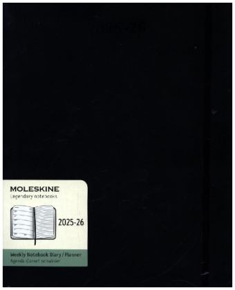 Moleskine 18 Monate Wochenkalender 2025/2026, XL, 1 Wo = 1 Seite, Rechts Linierte Seite, Weicher Einband, Schwarz