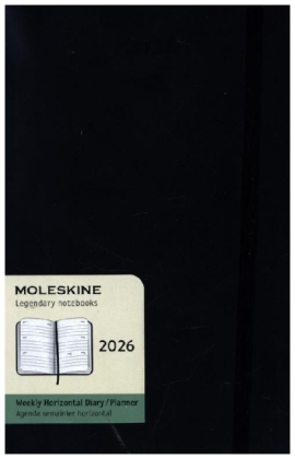 Moleskine 12 Monate Wochen Notizkalender 2026, Large/A5, 1 Wo = 2 Seiten, linierte Seiten, Weicher Einband, Schwarz